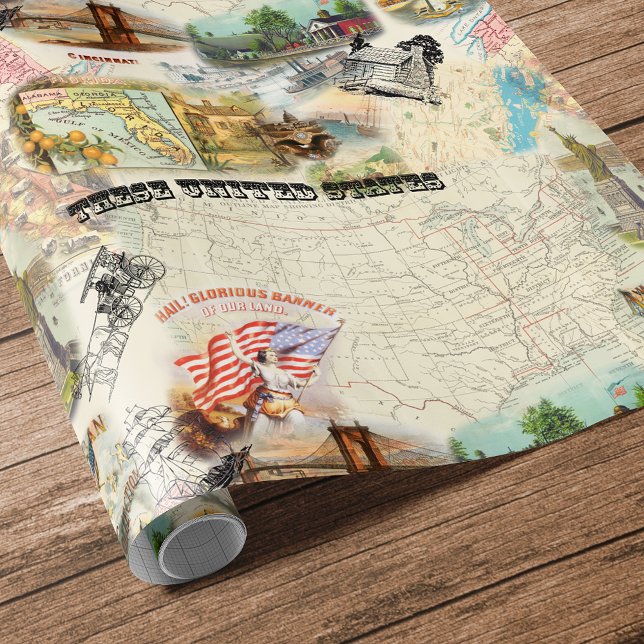 Vintage Americana Collage Wrapping Paper (Creator Uploaded)
