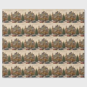 Vintage Americana, Cosy Main Street Holiday style Wrapping Paper