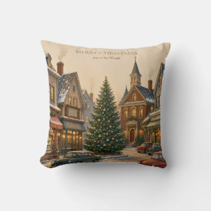 Vintage Americana, Cozy Main Street Holiday style Cushion