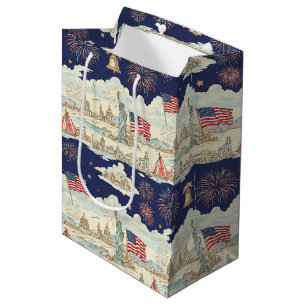 Vintage Americana Fireworks Scenic (1) Medium Gift Bag