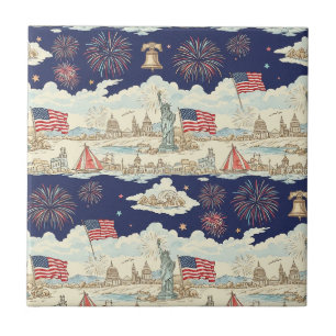 Vintage Americana Fireworks Scenic (1) Tile