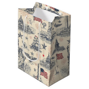 Vintage Americana Fireworks Scenic (2) Medium Gift Bag