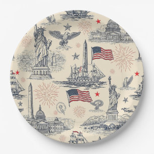Vintage Americana Fireworks Scenic (2) Paper Plate