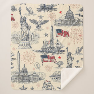 Vintage Americana Fireworks Scenic (2) Sherpa Blanket