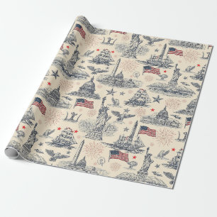 Vintage Americana Fireworks Scenic (2) Wrapping Paper