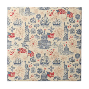 Vintage Americana Fireworks Scenic (3) Tile