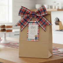 Vintage Americana Plaid Doodle Dog First Birthday