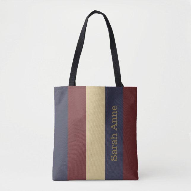 Vintage Americana Red White Blue Personalised Tote Bag (Front)