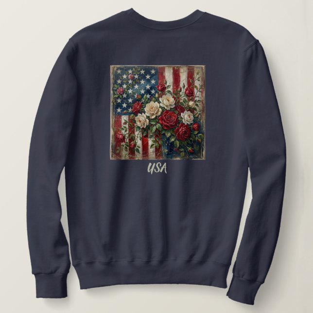 Vintage Americana Rose & Flag Tee (Design Back)
