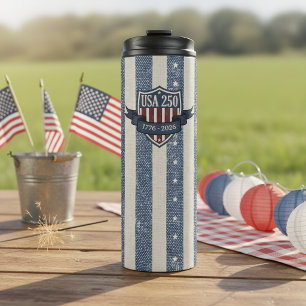 Vintage Americana Stars Stripes USA 250 ID1306 Thermal Tumbler