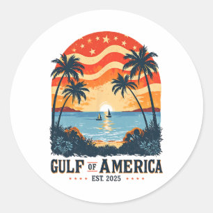 Vintage America's Gulf Beach Funny Gulf Of Usa Ame Classic Round Sticker