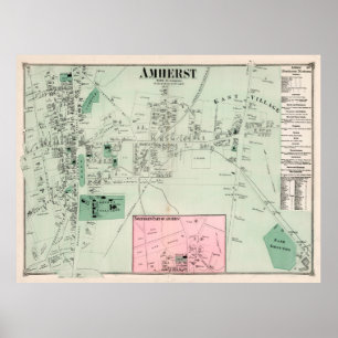 Vintage Amherst MA Map (1873) Poster