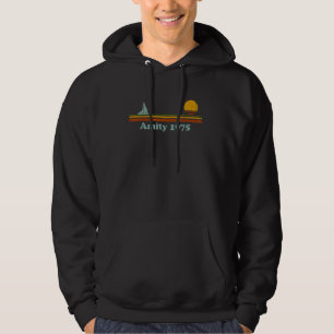 Vintage Amity 1975 Sunset Retro - Sailboat Sunrise Hoodie