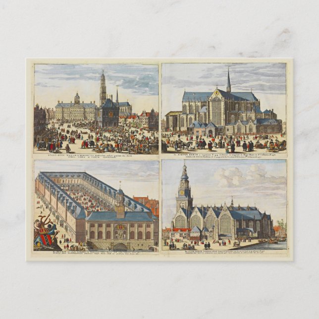 Vintage Amsterdam churches Postcard (Front)