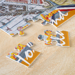 Vintage Amsterdam Map Greetings from Holland Jigsaw Puzzle