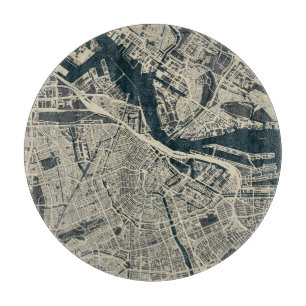 Vintage Amsterdam Map: Retro Minimalist Cutting Board
