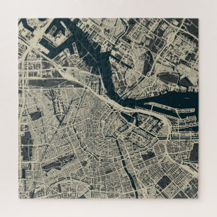 Vintage Amsterdam Map: Retro Minimalist Jigsaw Puzzle