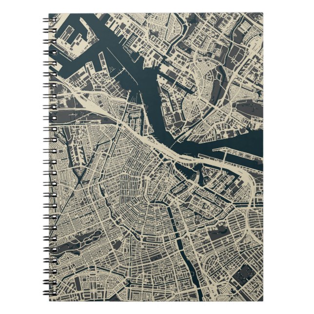 Vintage Amsterdam Map: Retro Minimalist Notebook (Front)