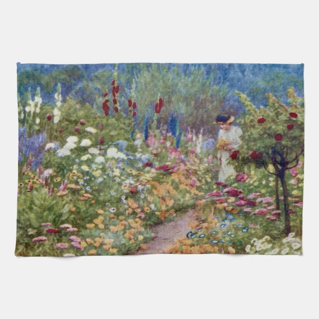 Vintage An English Country Garden Tea Towel (Horizontal)