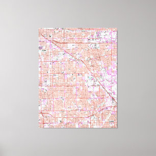 Vintage Anaheim & Garden Grove CA Map (1965) Canvas Print