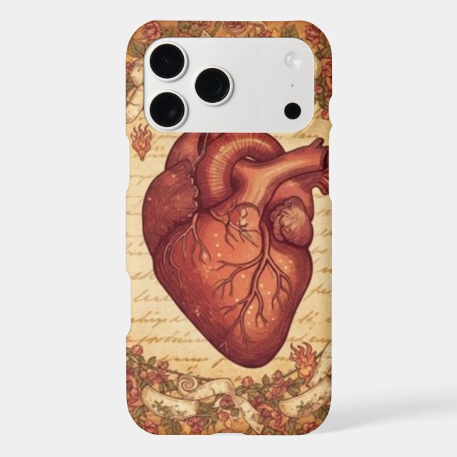 Vintage Anatomical Heart Floral Illustration Art (Back)