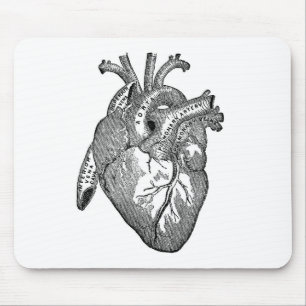 Vintage Anatomical Heart Mouse Pad