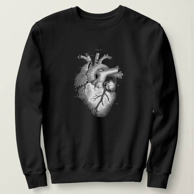 Vintage Anatomical Heart Womens Black Sweater (Design Front)