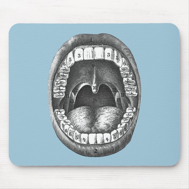 Vintage Anatomical Mouth Mouse Pad (Front)