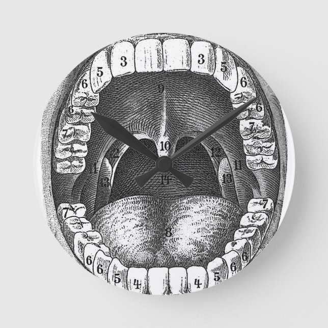 Vintage Anatomical Mouth Round Clock (Front)