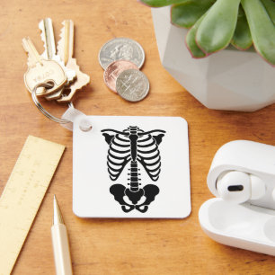 Vintage Anatomical Skeleton Ribcage Graphic Gothic Key Ring
