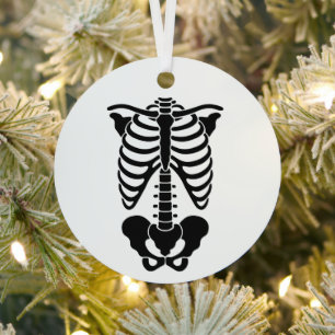 Vintage Anatomical Skeleton Ribcage Graphic Gothic Metal Tree Decoration