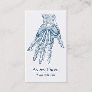 Vintage Anatomy Art Muscles of the Hand Blue Business Card