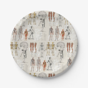 Vintage Anatomy Biology Art Collage Paper Plate