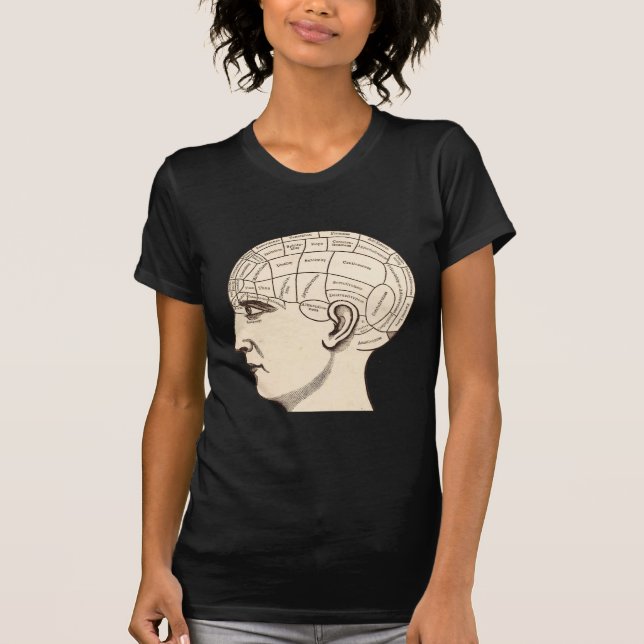 Vintage Anatomy Brain Map Image T-Shirt (Front)
