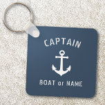 Vintage Anchor Captain Add Name or Boat Name Blue Key Ring<br><div class="desc">Nautical Vintage Anchor Captain Add Name Boat Name or custom Text Keychain.</div>