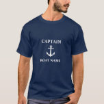 Vintage Anchor Captain Boat Name Navy Blue T-Shirt<br><div class="desc">Navy Blue Vintage Anchor Captain Add Name or Boat Name T-Shirt</div>