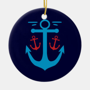 Vintage Anchor Ceramic Tree Decoration