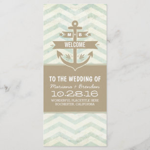 vintage anchor chevron nautical wedding programs programme