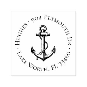 Vintage Anchor Circle Address Stamp