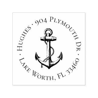 Vintage Anchor Circle Address Stamp