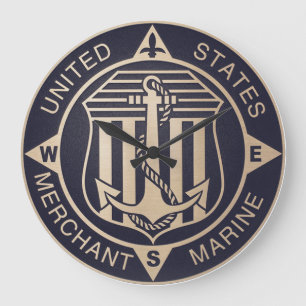 Vintage anchor Marine seal Large Clock
