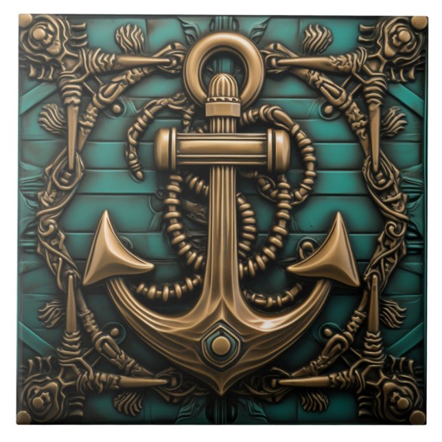 Vintage Anchor Marine Themed Tile (Front)