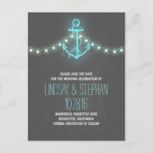 vintage anchor nautical save the date postcards