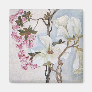 Vintage Ancient Chinese Art Magnolias Magnet