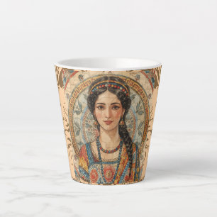 Vintage, Ancient Greece Women Style, Mozaik, Antiq Latte Mug