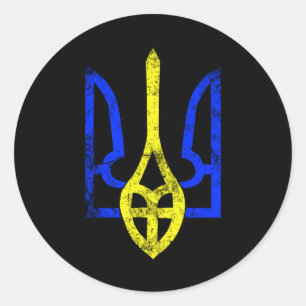 Vintage Ancient Tryzub Ukrainian Symbol Ukraine Fl Classic Round Sticker