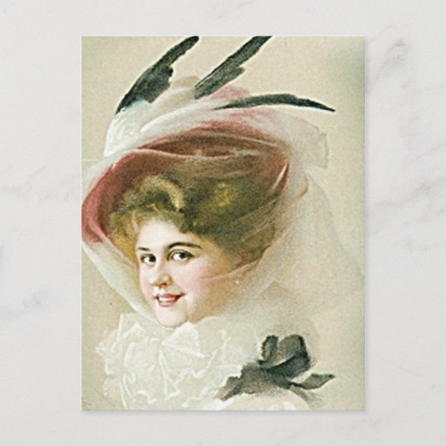Vintage and Antique Fashions, Hats, Flapper Postcard (Front)