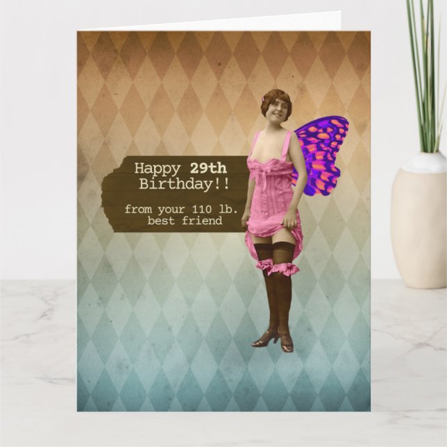 Vintage and Funny 29 Again Birthday Card (Front)