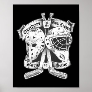 Vintage And Modern Goaltender Hockey Goalie Mask Poster
