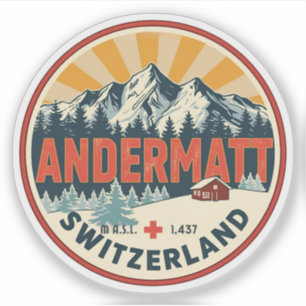 Vintage ANDERMATT ski Switzerland Swiss Alps gifts